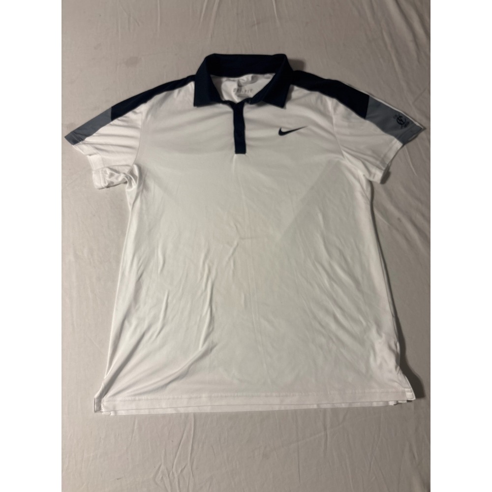 Nike Dri-FIT Polo Shirt Mens Medium White Navy Grey Colorblock CC 1893
